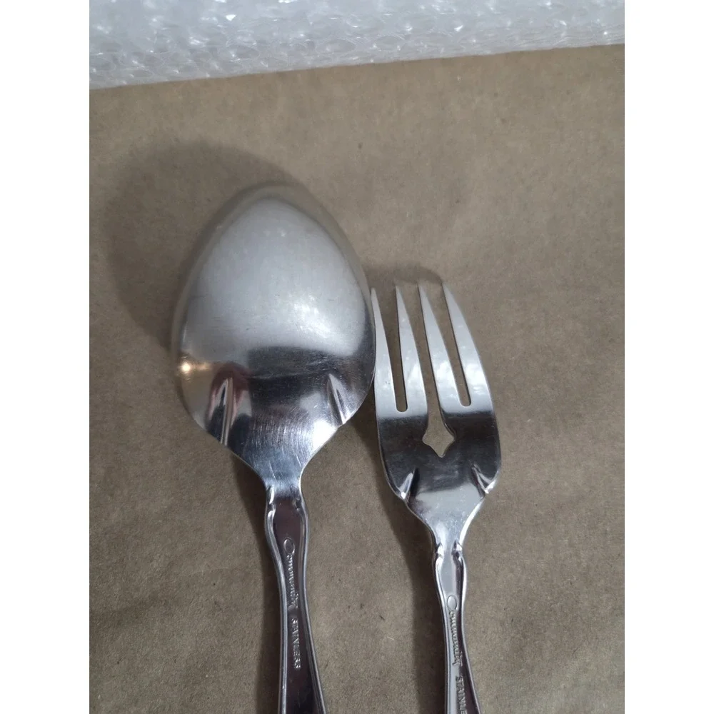 Oneida Community Cantata Stainless‎ 2pc Serving Spoon Salad Fork Flatware